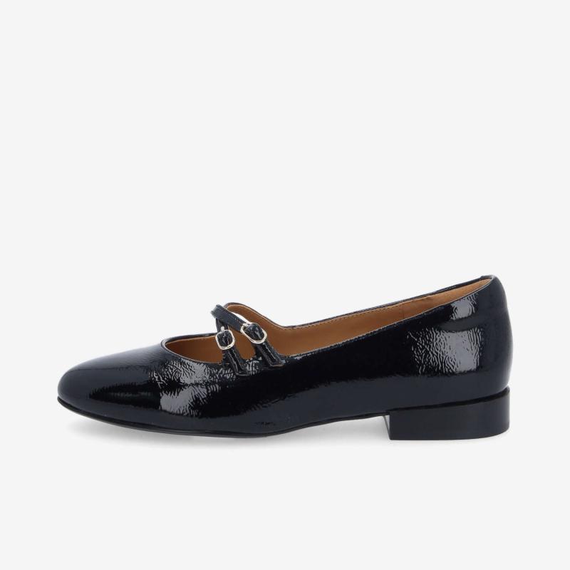 FLORA BALLERINA W - WRINKLED PATENT - NOIR